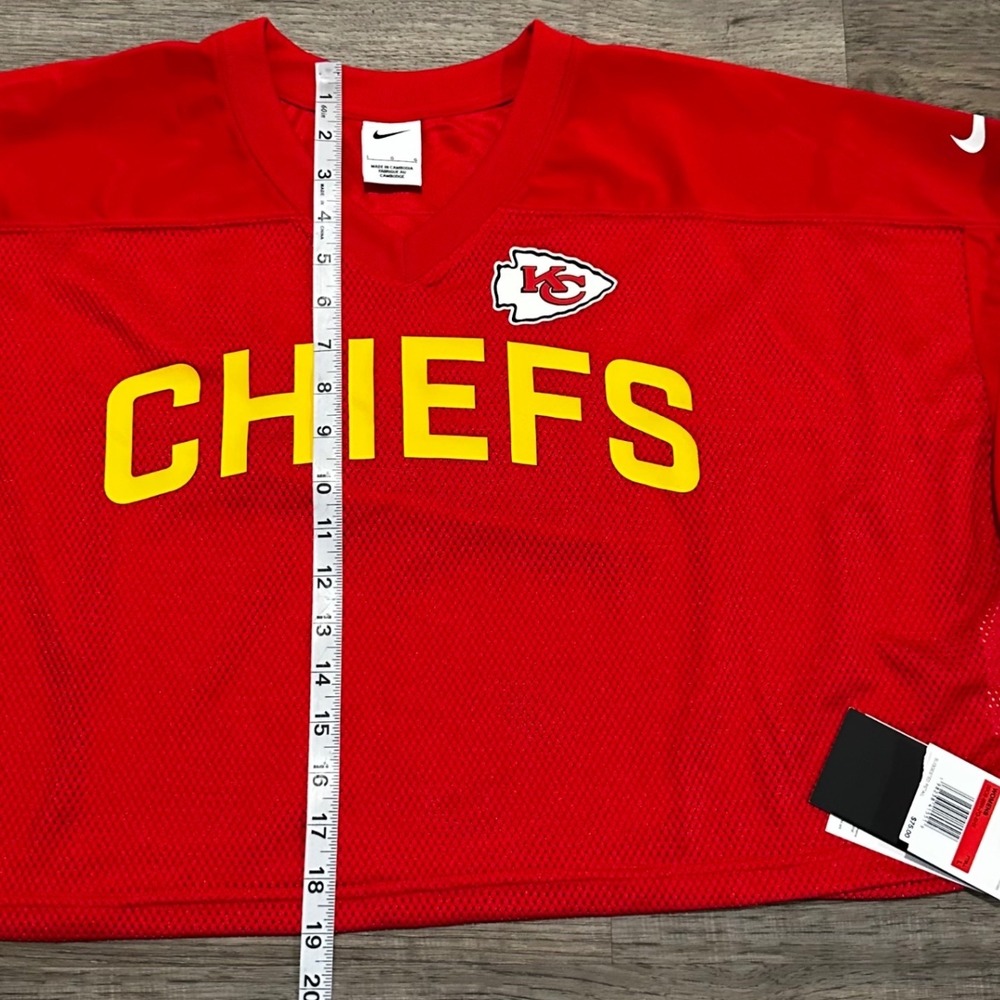 Nike Kansas City Chiefs Cropped Mesh Football Jersey Red Women's L Oversized - Picture 6 of 9